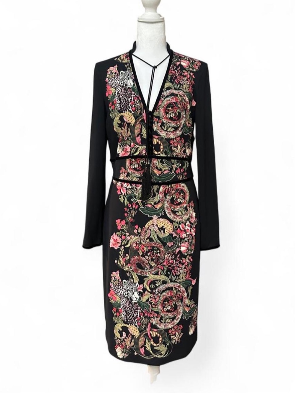 Roberto Cavalli dragon and leopard print motif dress